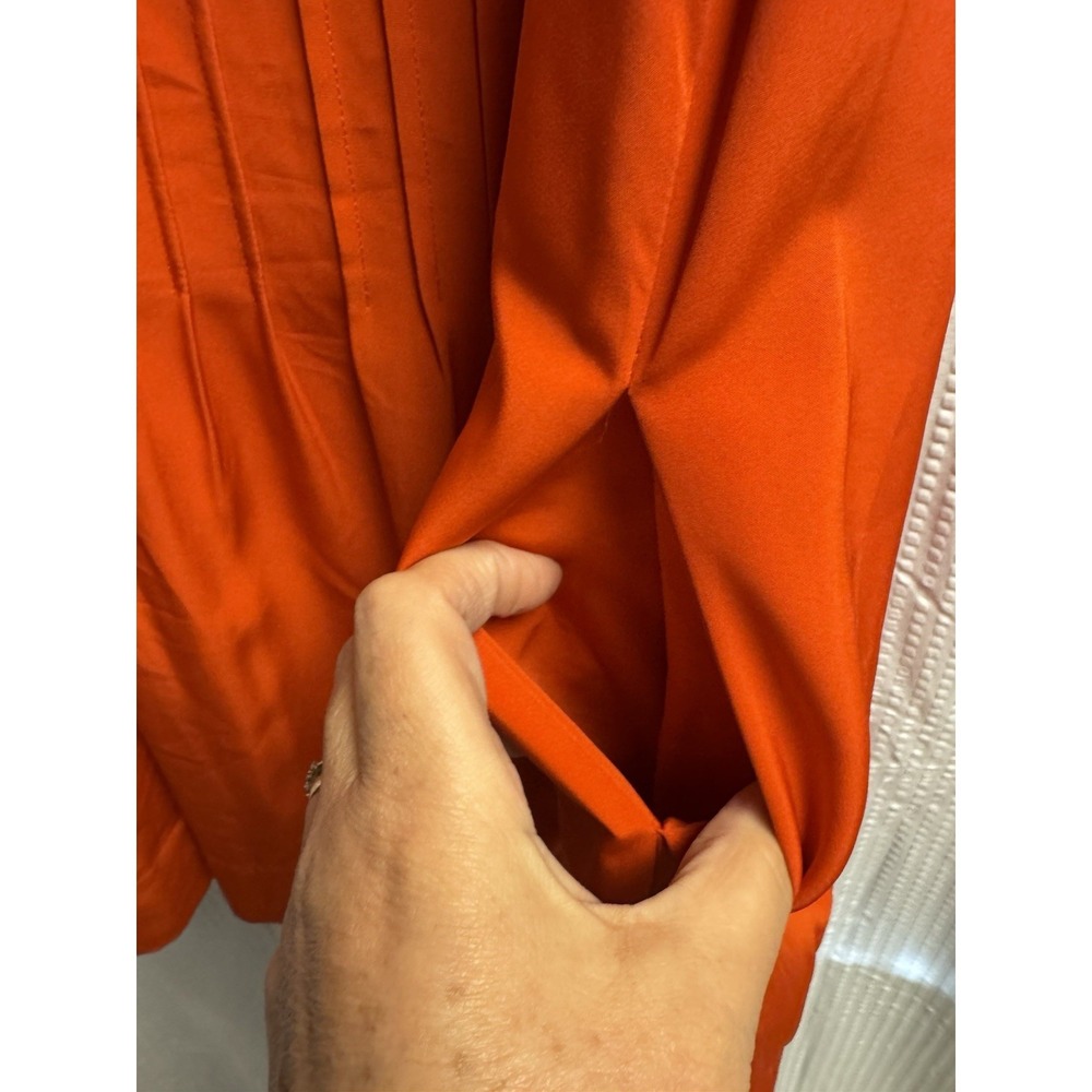 Lauren Ralph Lauren Pleated Red Orange Sleeveless Shift Dress 14P Lined - Picture 6 of 10